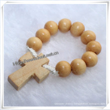 Wooden Beads Finger Rosary with Religious Wooden Rosary Cross (IO-CE003)